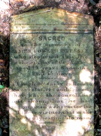 Headstone of James Fowler Pressley, uncle of Col. J. F. Pressley