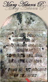Mary Adams Pressley Headstone